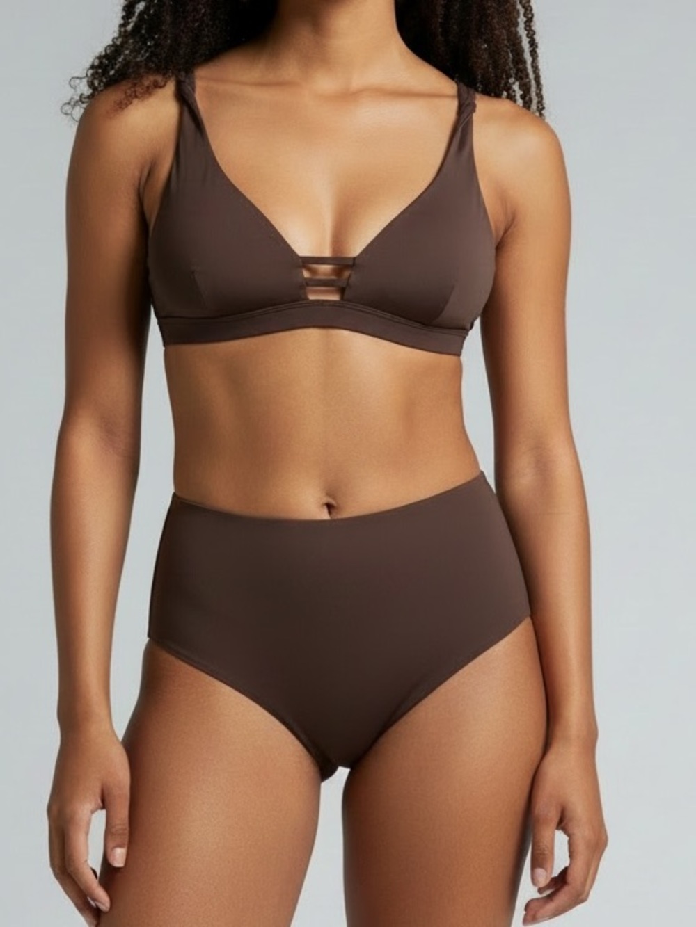 NWOT L*Space Playa high waist bikini set brown